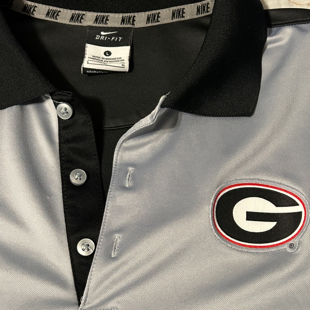 Georgia Bulldogs Nike Grey & Black Dri Fit Size Large Polo